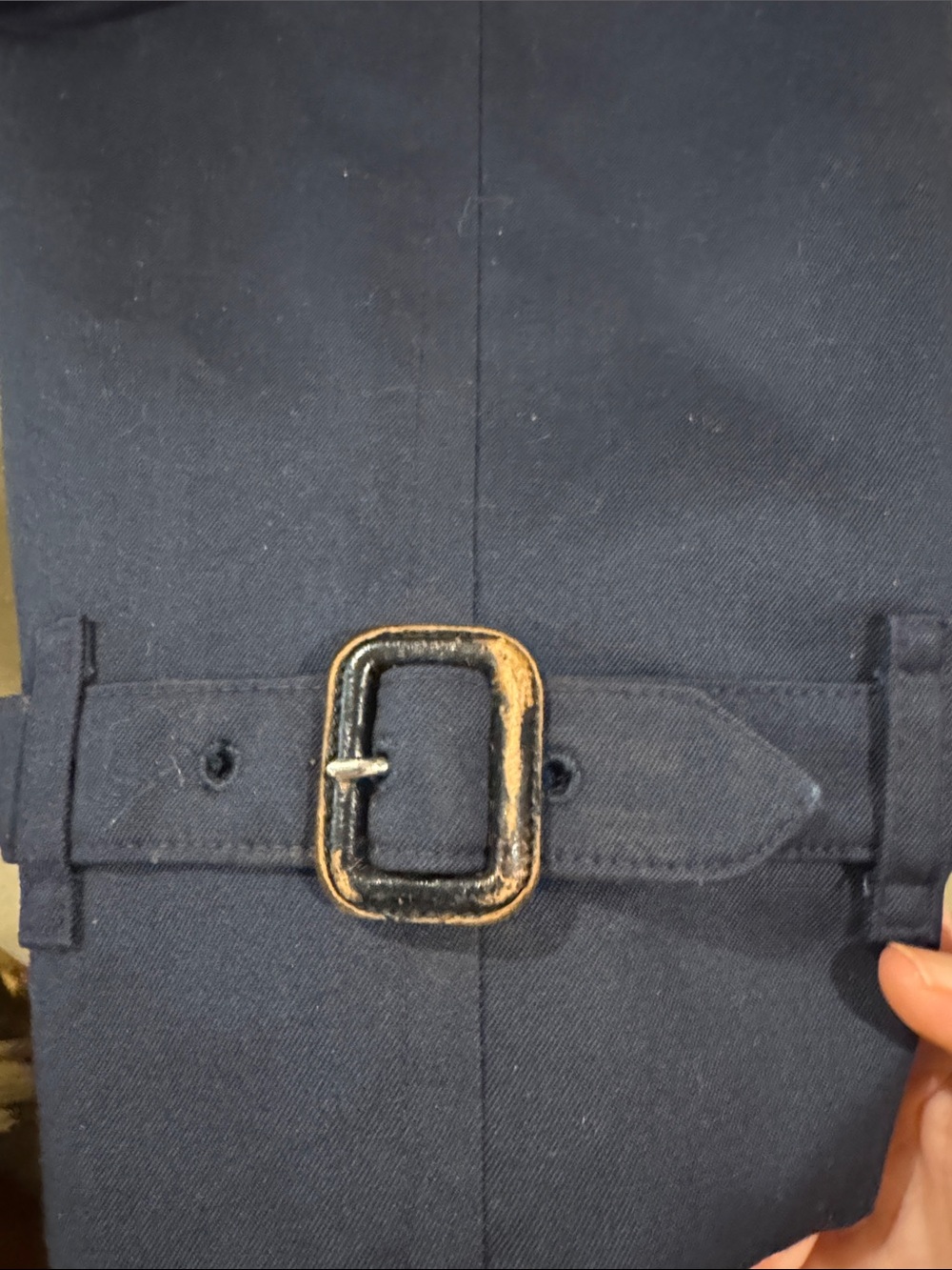 Burberrys of London Navy Double-Breasted Trench Coat 42L Missing Belt - Picture 14 of 15